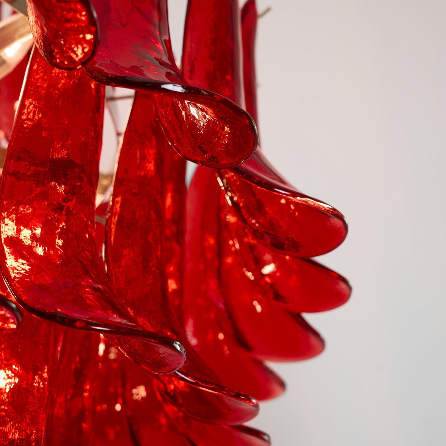 Aurora Chandelier Crimson Murano Petals Bold Art Glass - Blowlighting