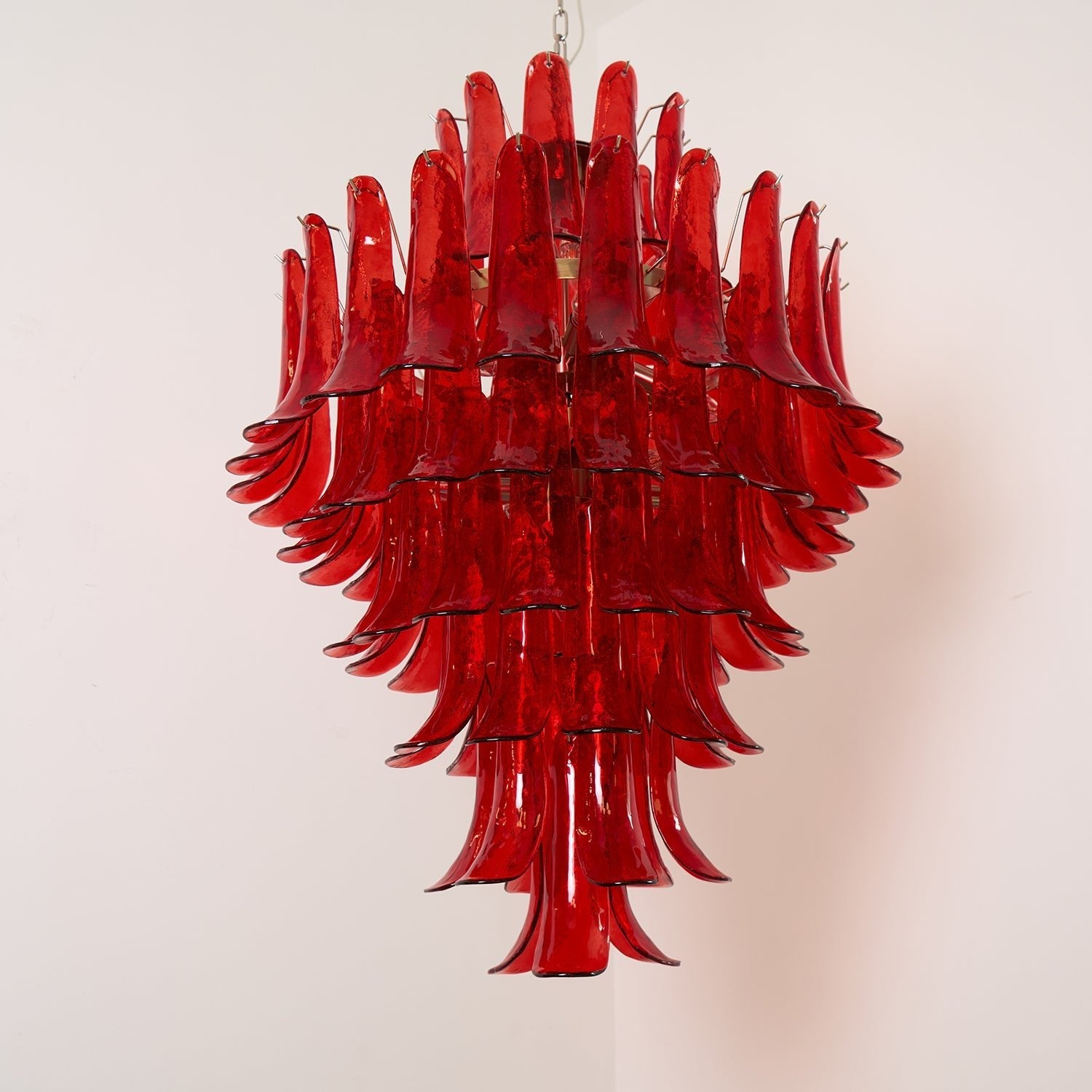 Aurora Chandelier Crimson Murano Petals Bold Art Glass - Blowlighting