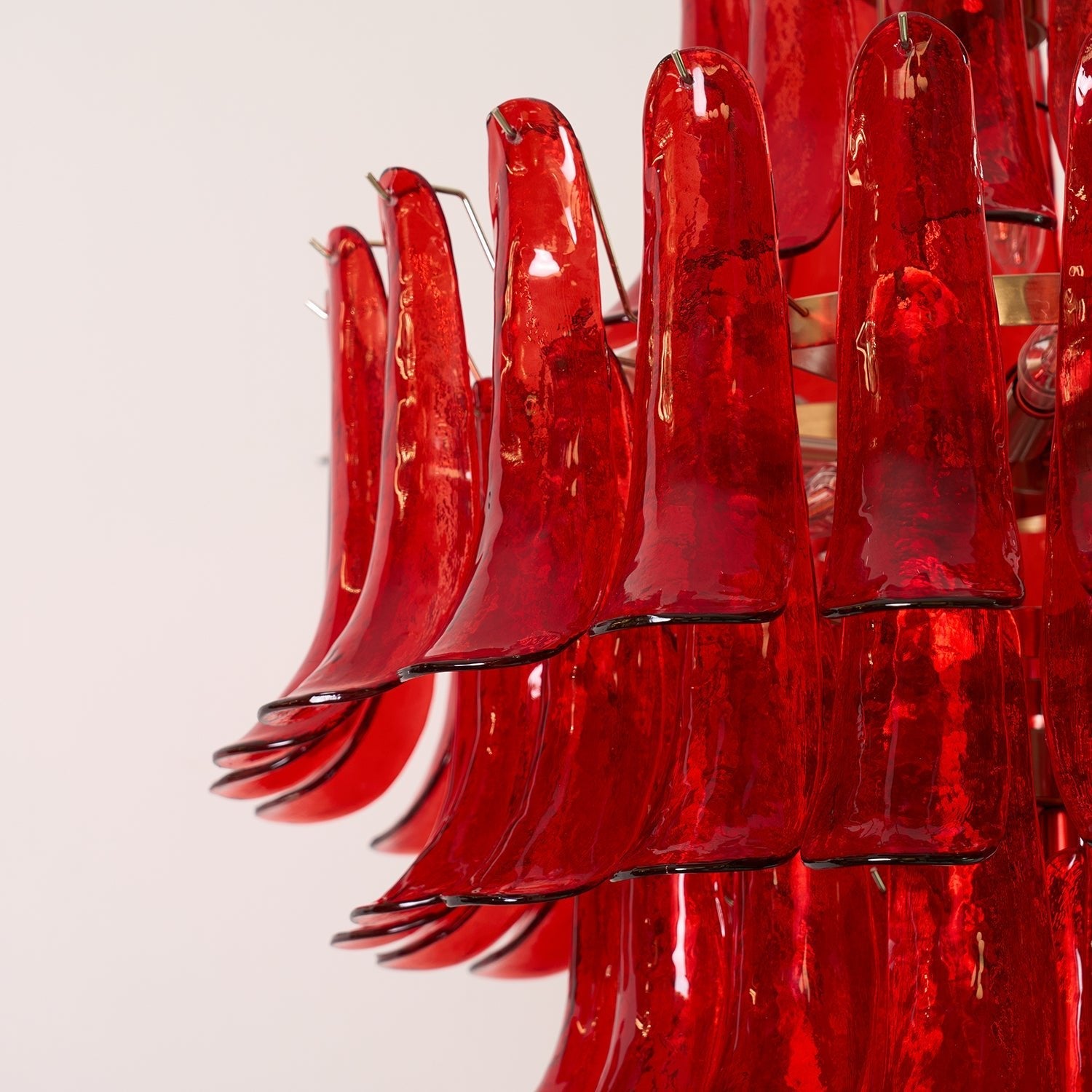 Aurora Chandelier Crimson Murano Petals Bold Art Glass - Blowlighting