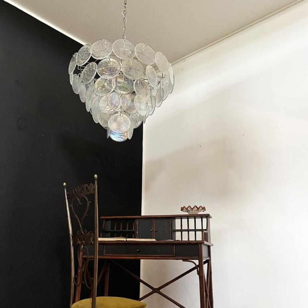 Aurora Chandelier Iridescent Murano Glass Disc - Blowlighting