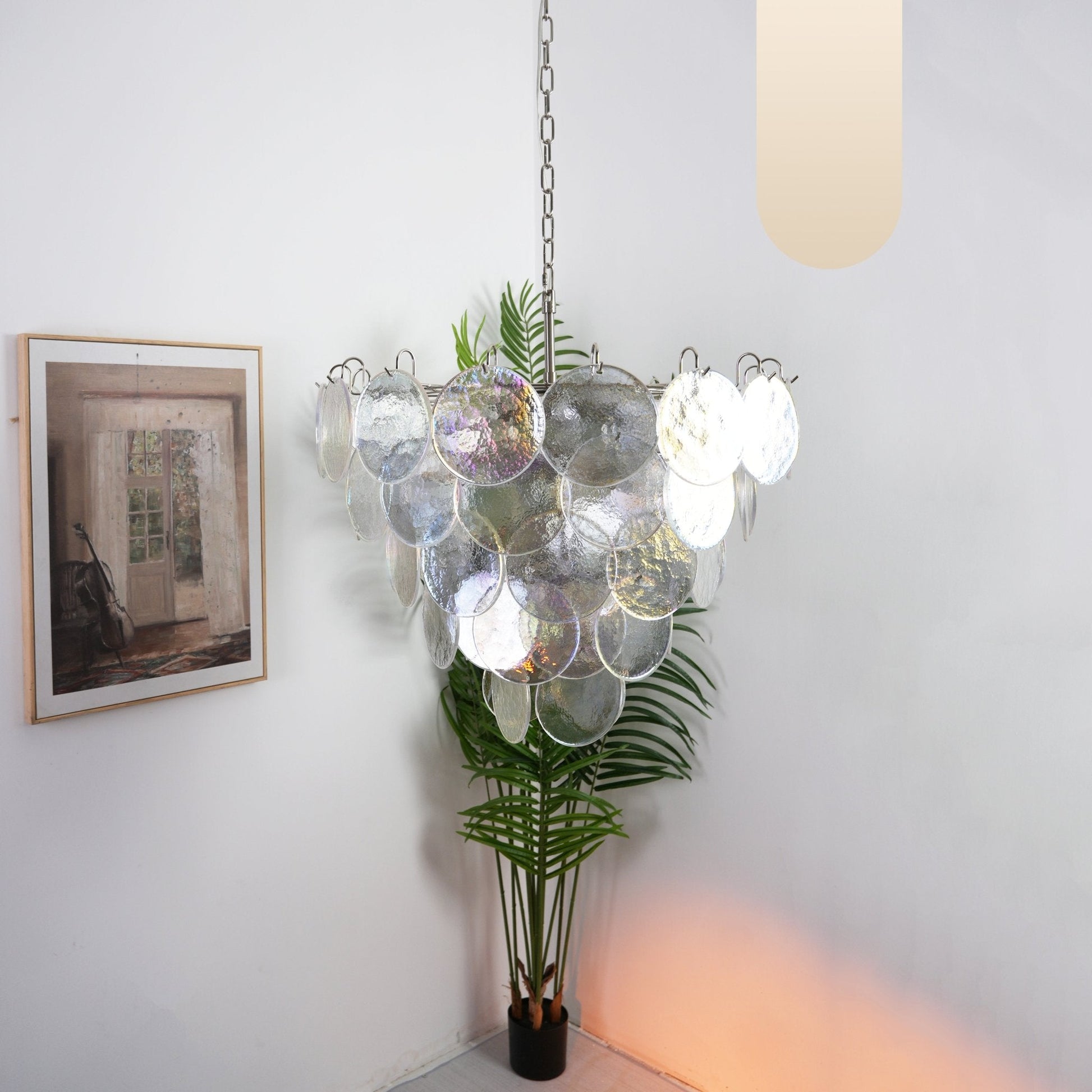 Aurora Chandelier Iridescent Murano Glass Disc - Blowlighting