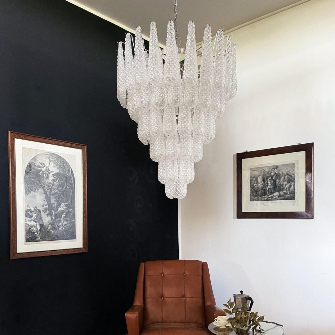 Aurora Chandelier Clear Murano Glass Dewdrop Layered - Blowlighting