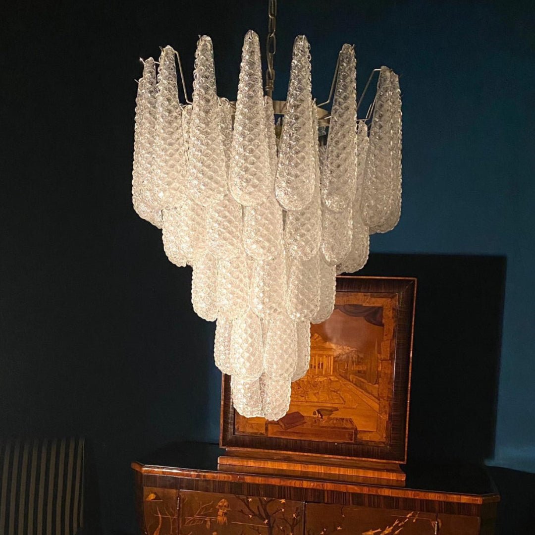 Aurora Chandelier Clear Murano Glass Dewdrop Layered - Blowlighting