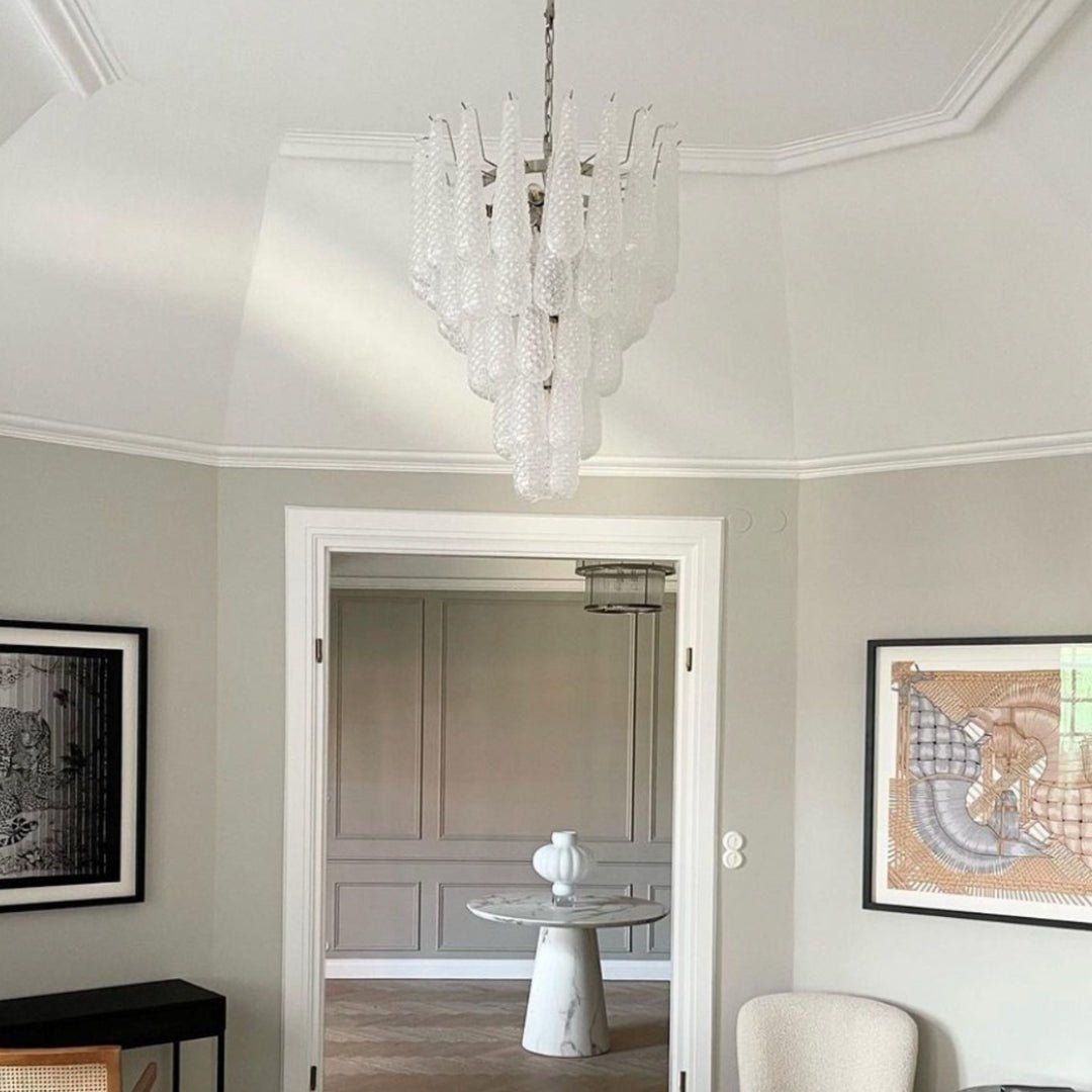 Aurora Chandelier Clear Murano Glass Dewdrop Layered - Blowlighting