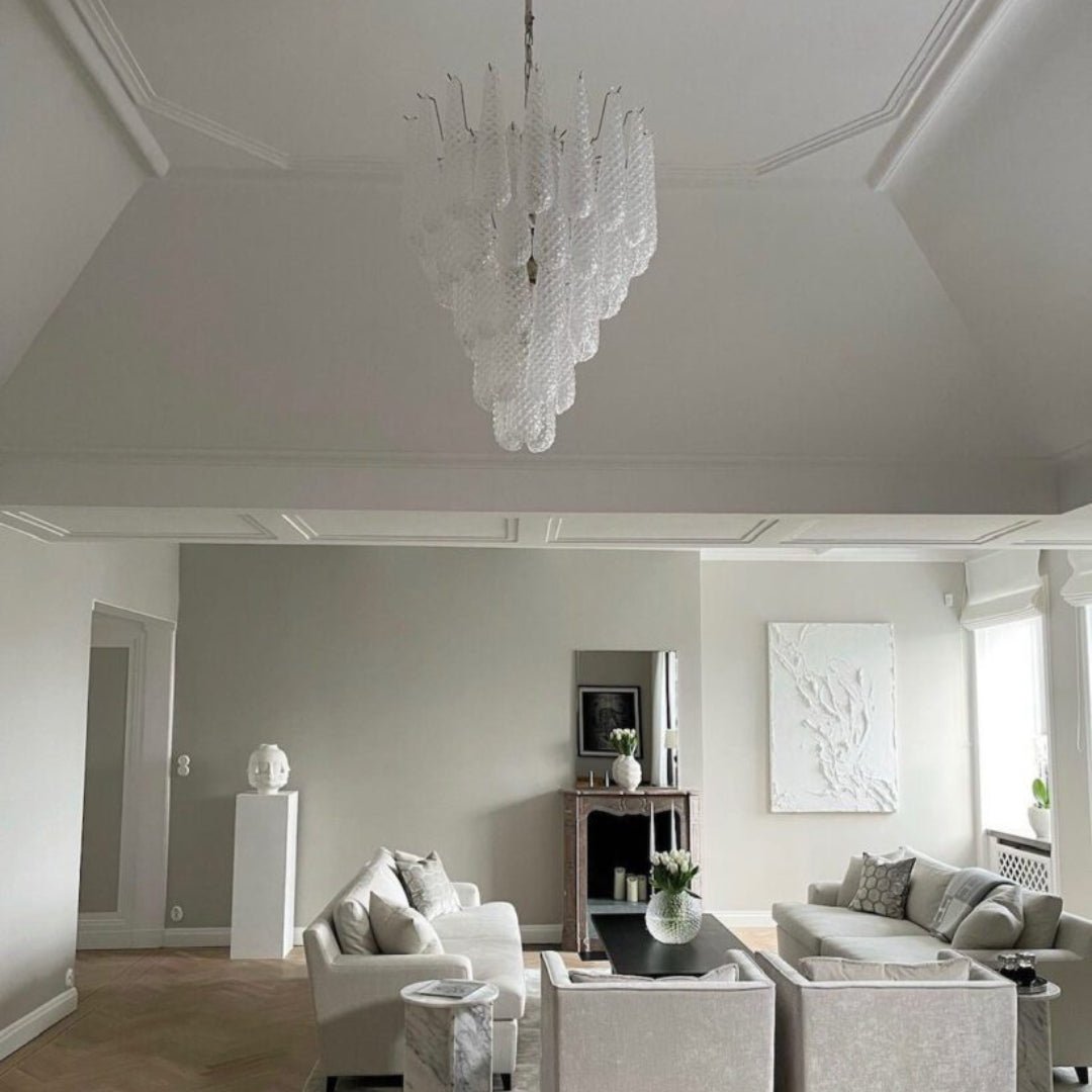 Aurora Chandelier Clear Murano Glass Dewdrop Layered - Blowlighting