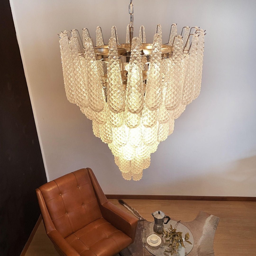 Aurora Chandelier Clear Murano Glass Dewdrop Layered - Blowlighting