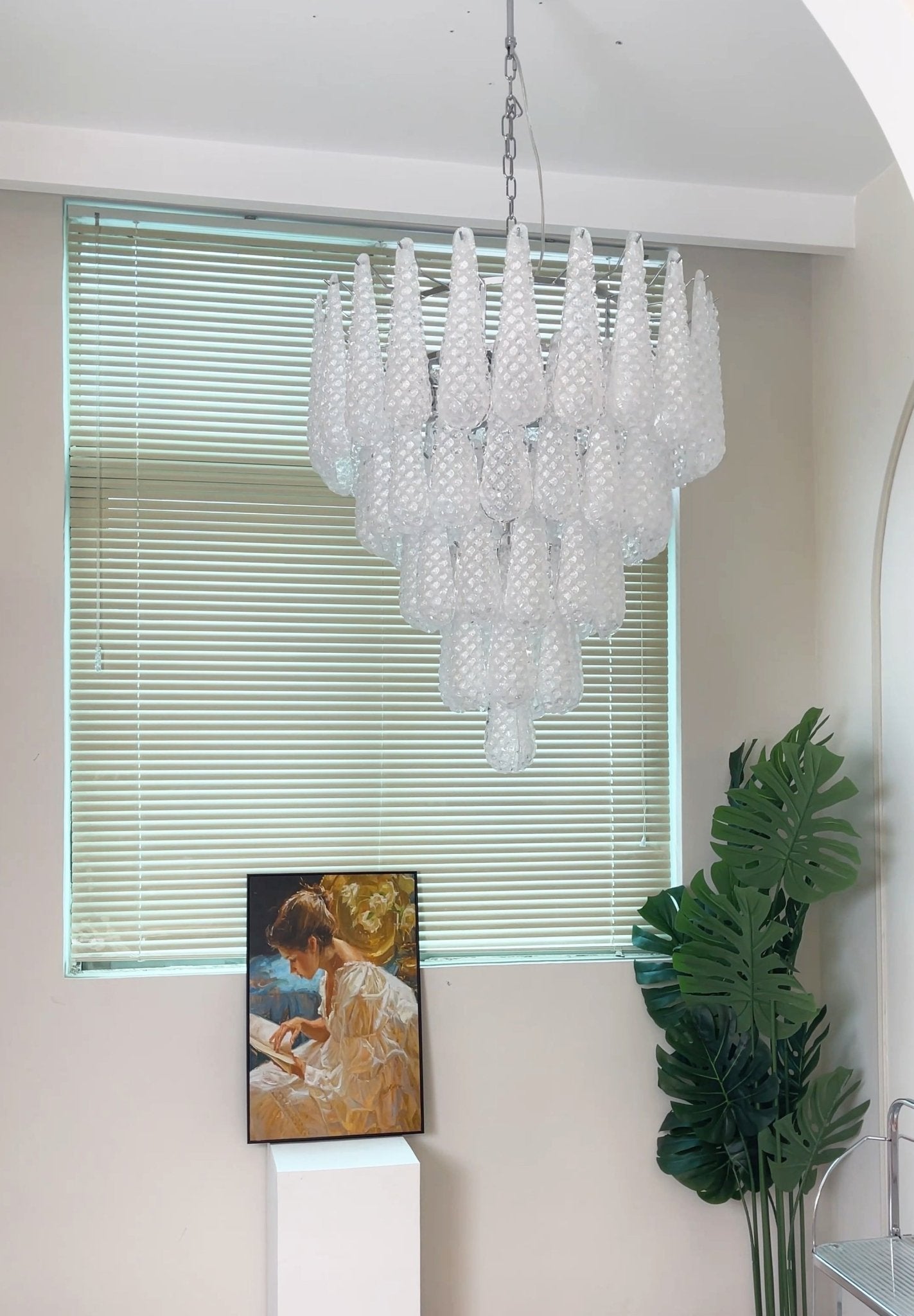 Aurora Chandelier Clear Murano Glass Dewdrop Layered - Blowlighting