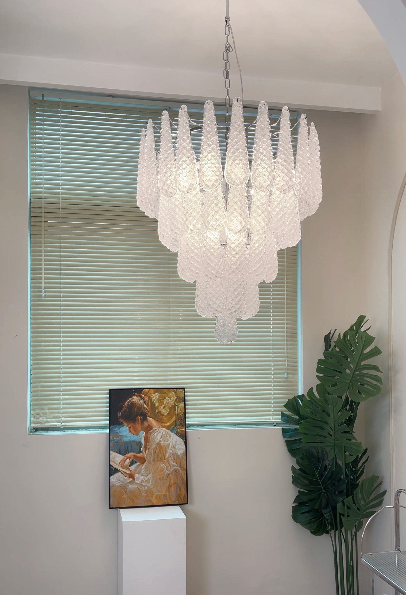 Aurora Chandelier Clear Murano Glass Dewdrop Layered - Blowlighting
