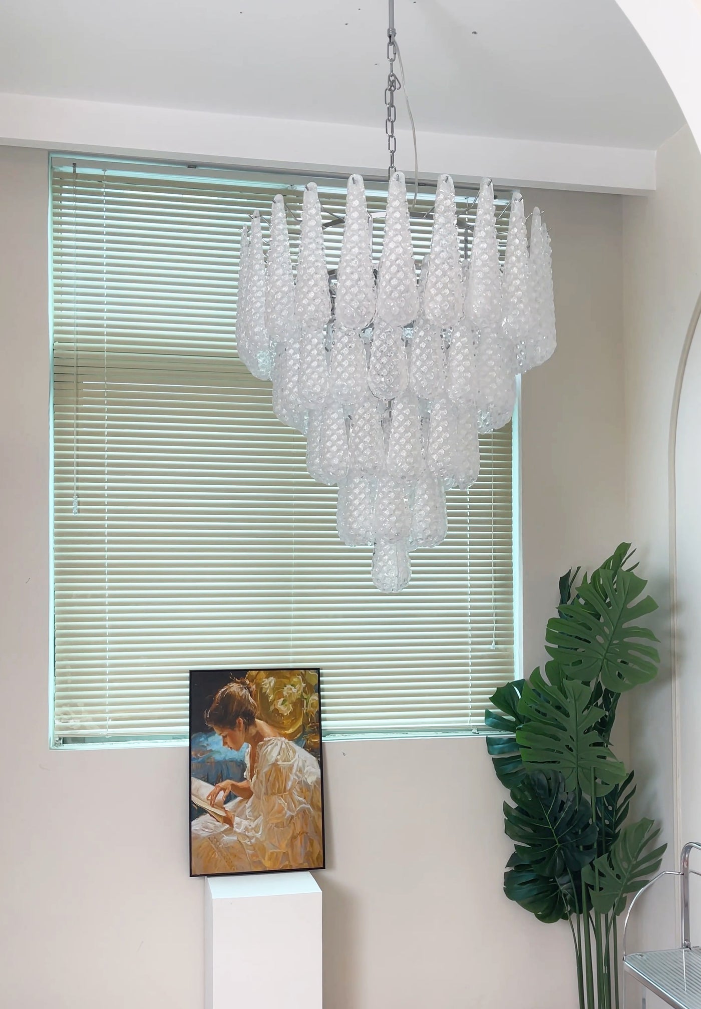Aurora Chandelier Clear Murano Glass Dewdrop Layered - Blowlighting