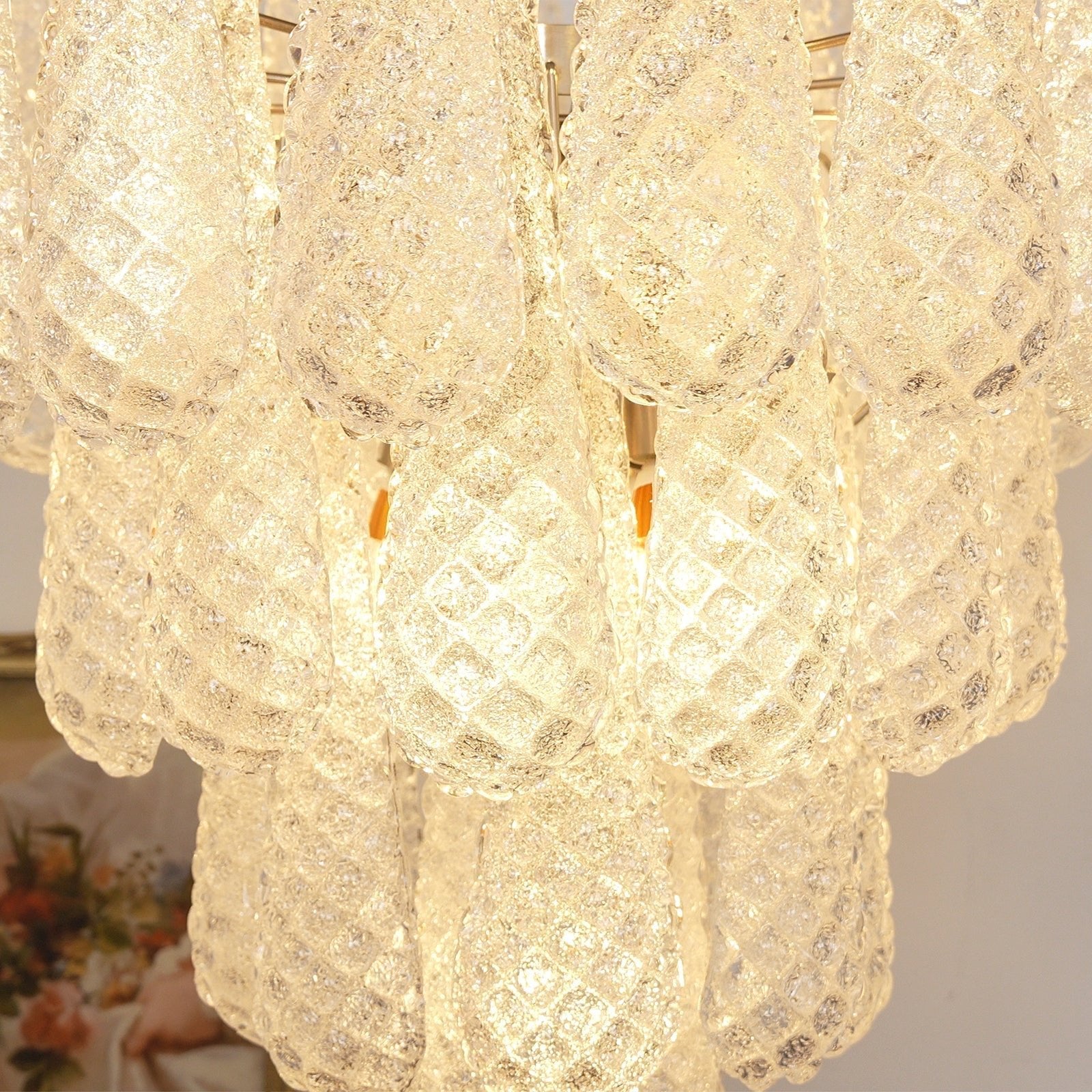 Aurora Chandelier Clear Murano Glass Dewdrop Layered - Blowlighting