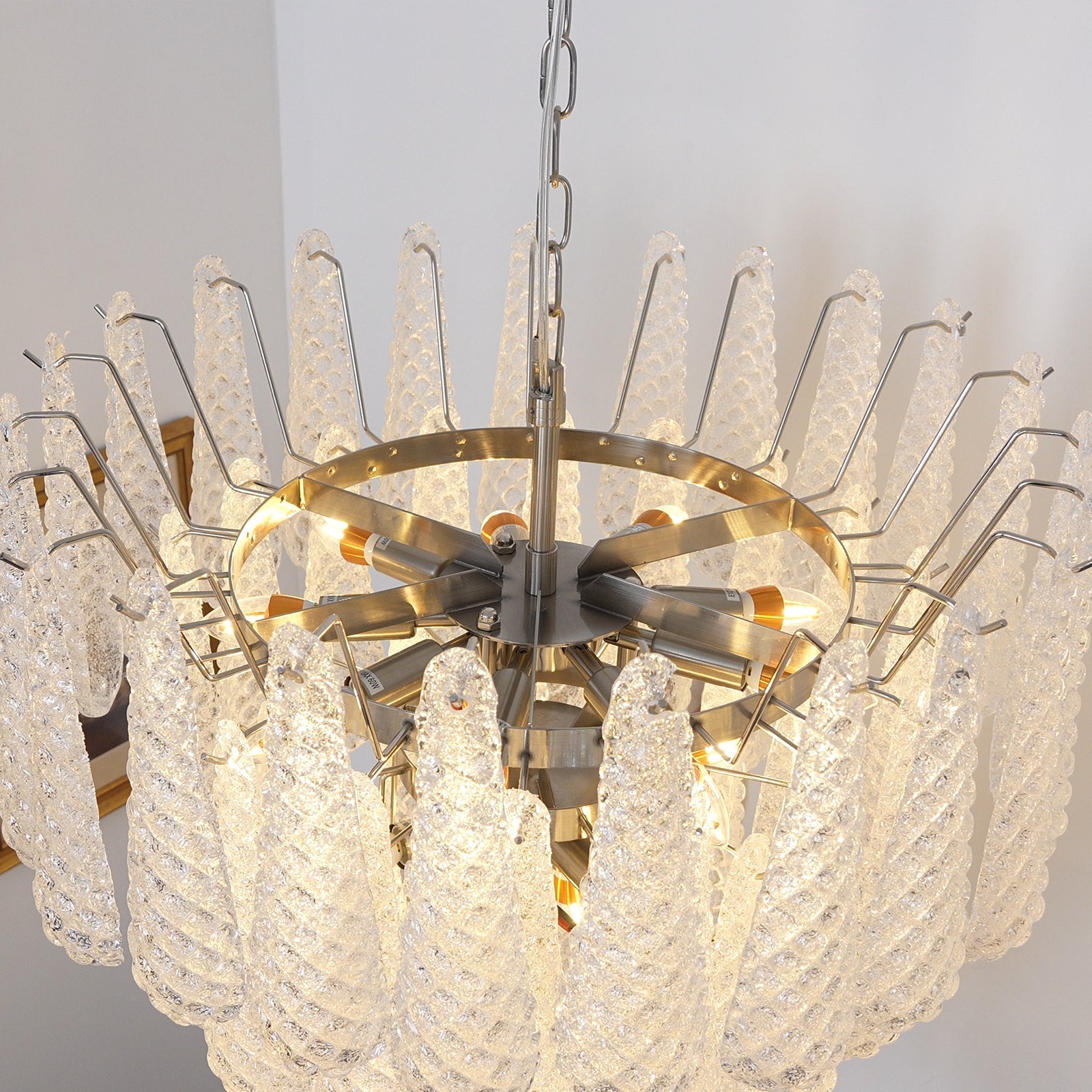 Aurora Chandelier Clear Murano Glass Dewdrop Layered - Blowlighting