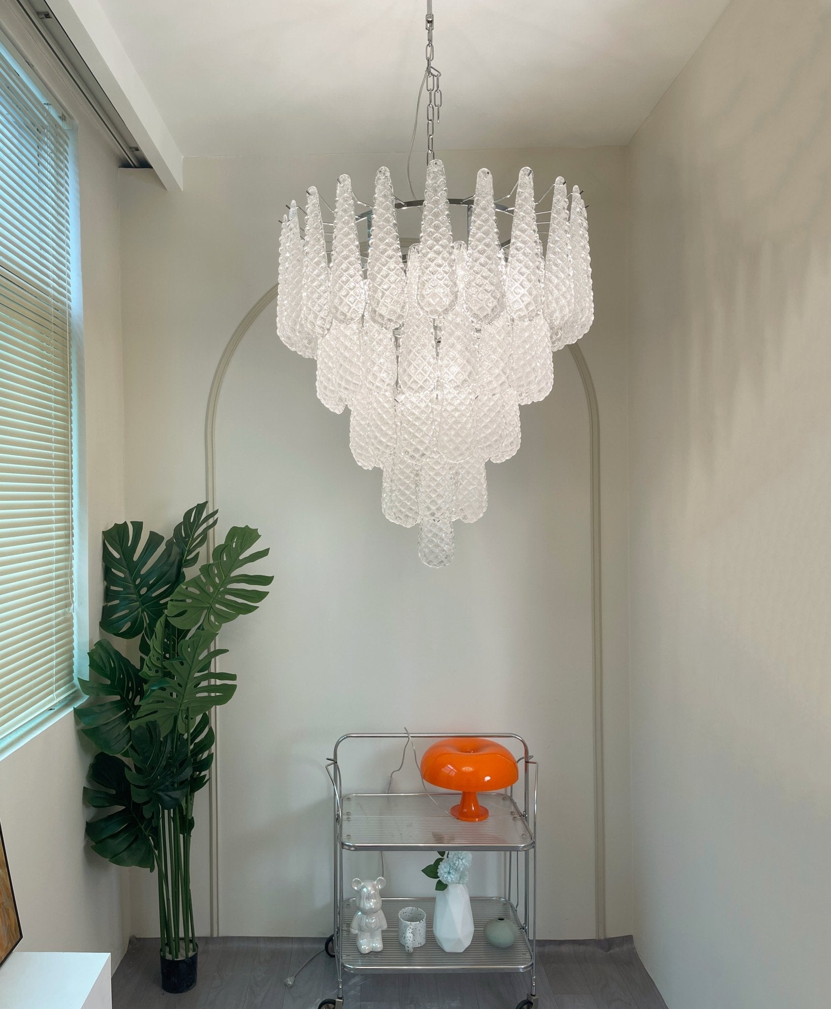Aurora Chandelier Clear Murano Glass Dewdrop Layered - Blowlighting