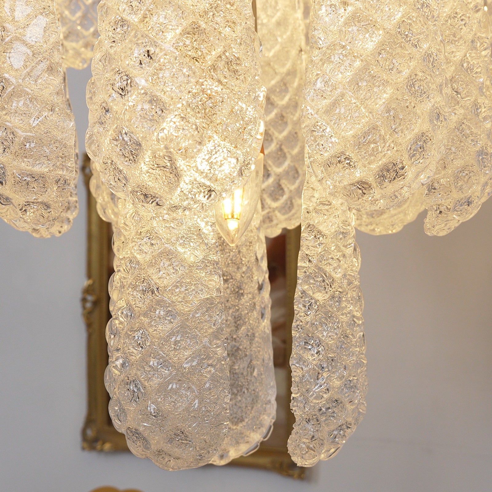 Aurora Chandelier Clear Murano Glass Dewdrop Layered - Blowlighting