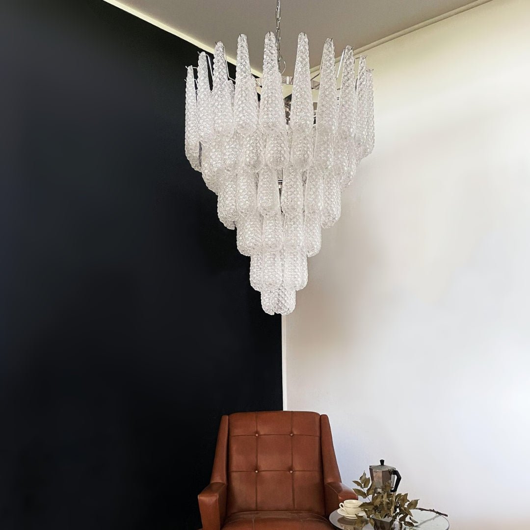 Aurora Chandelier Clear Murano Glass Dewdrop Layered - Blowlighting