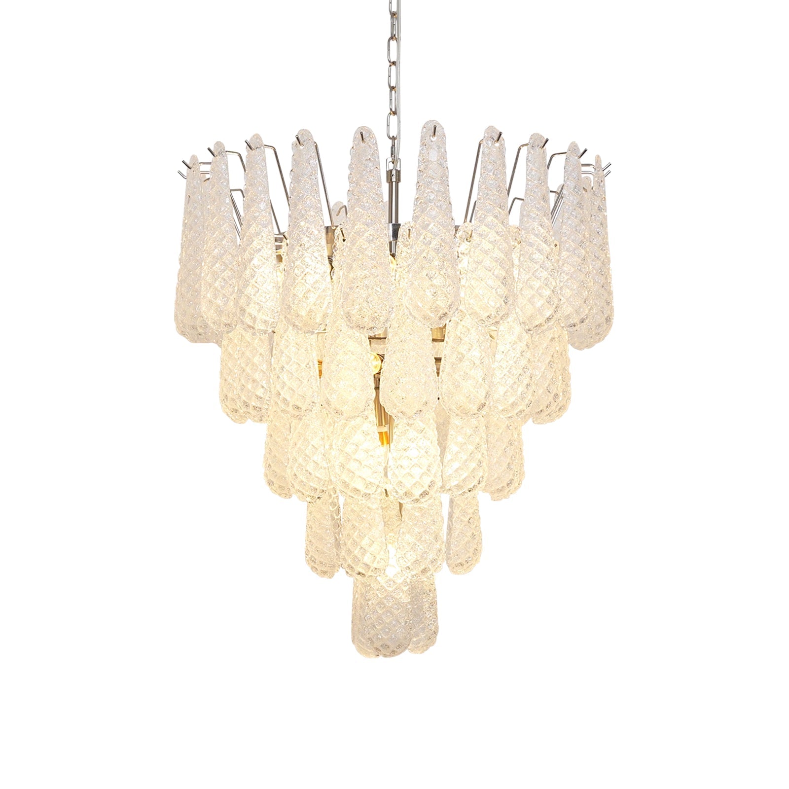 Aurora Chandelier Clear Murano Glass Dewdrop Layered - Blowlighting