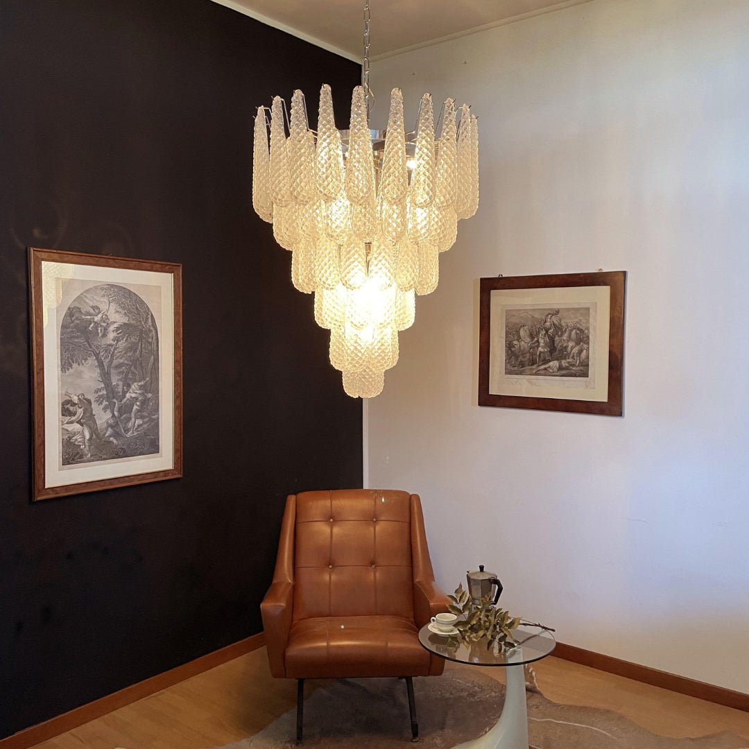 Aurora Chandelier Clear Murano Glass Dewdrop Layered - Blowlighting