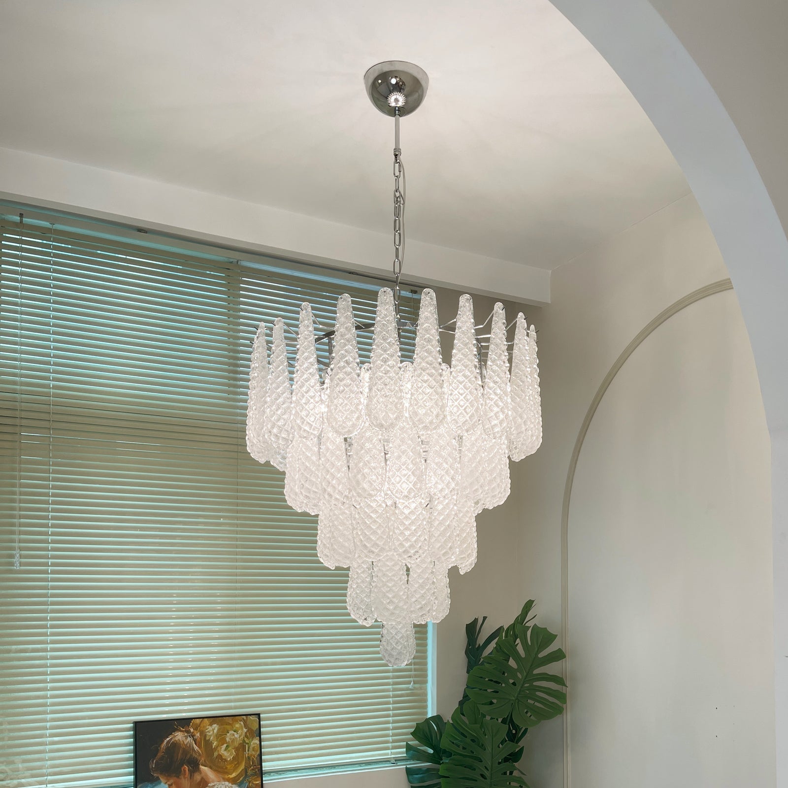 Aurora Chandelier Clear Murano Glass Dewdrop Layered - Blowlighting