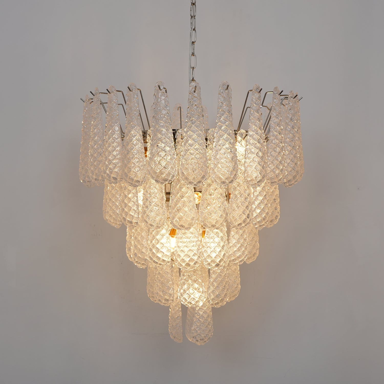 Aurora Chandelier Clear Droplets Murano Glass Waterfall Diamond - Blowlighting