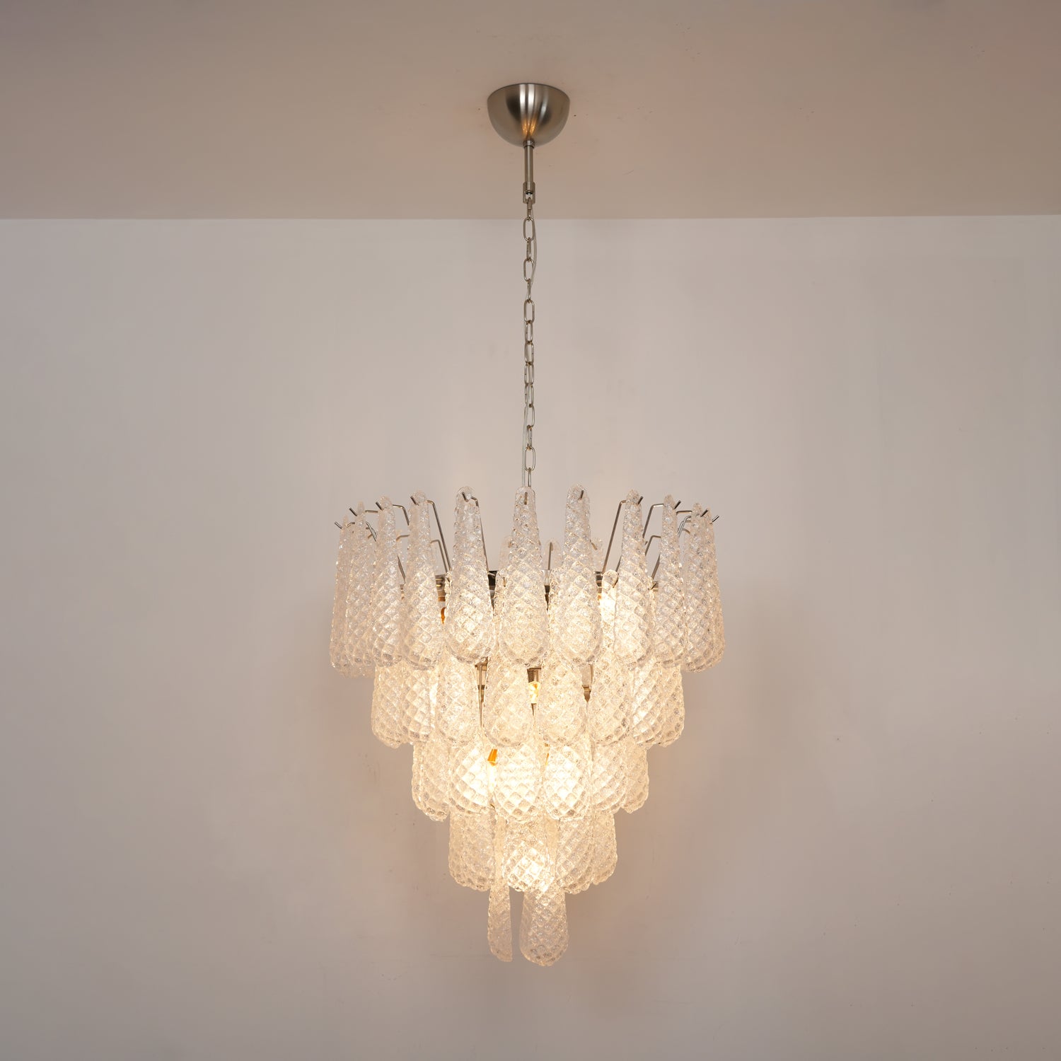 Aurora Chandelier Clear Droplets Murano Glass Waterfall Diamond - Blowlighting