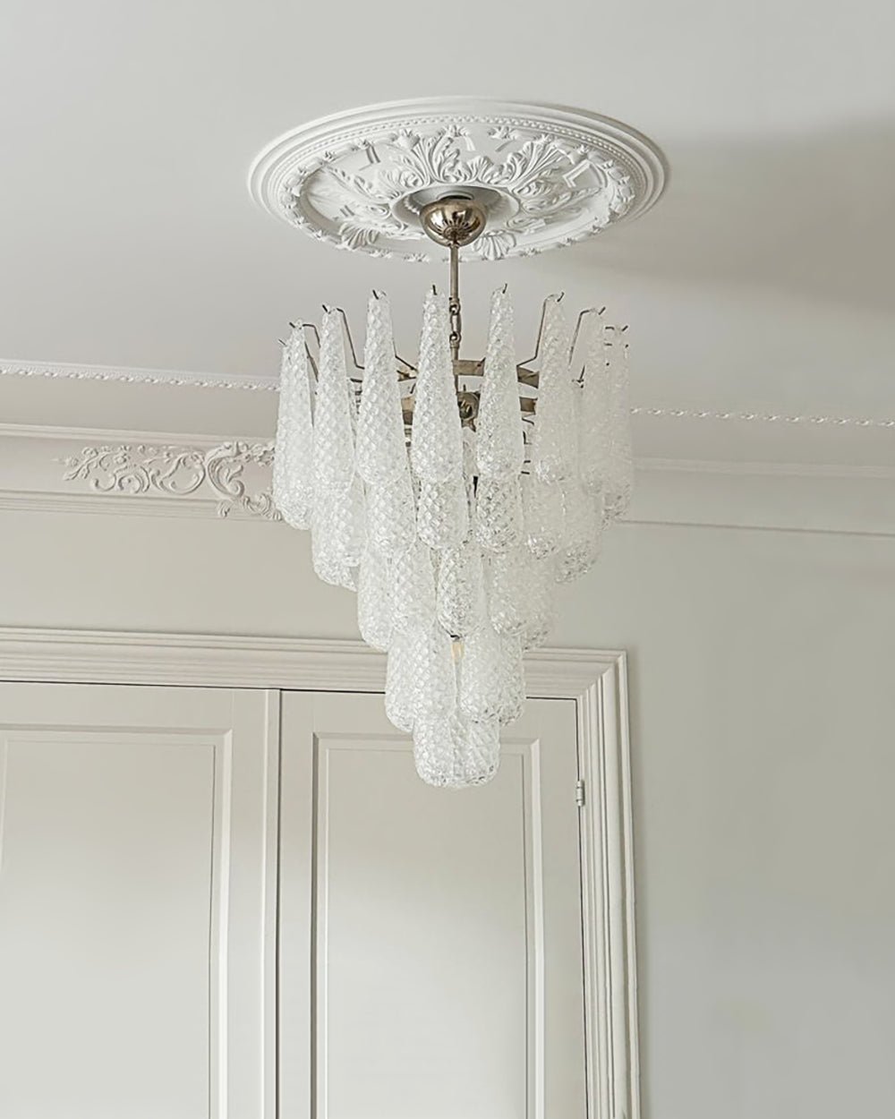 Aurora Chandelier Clear Droplets Murano Glass Waterfall Diamond - Blowlighting