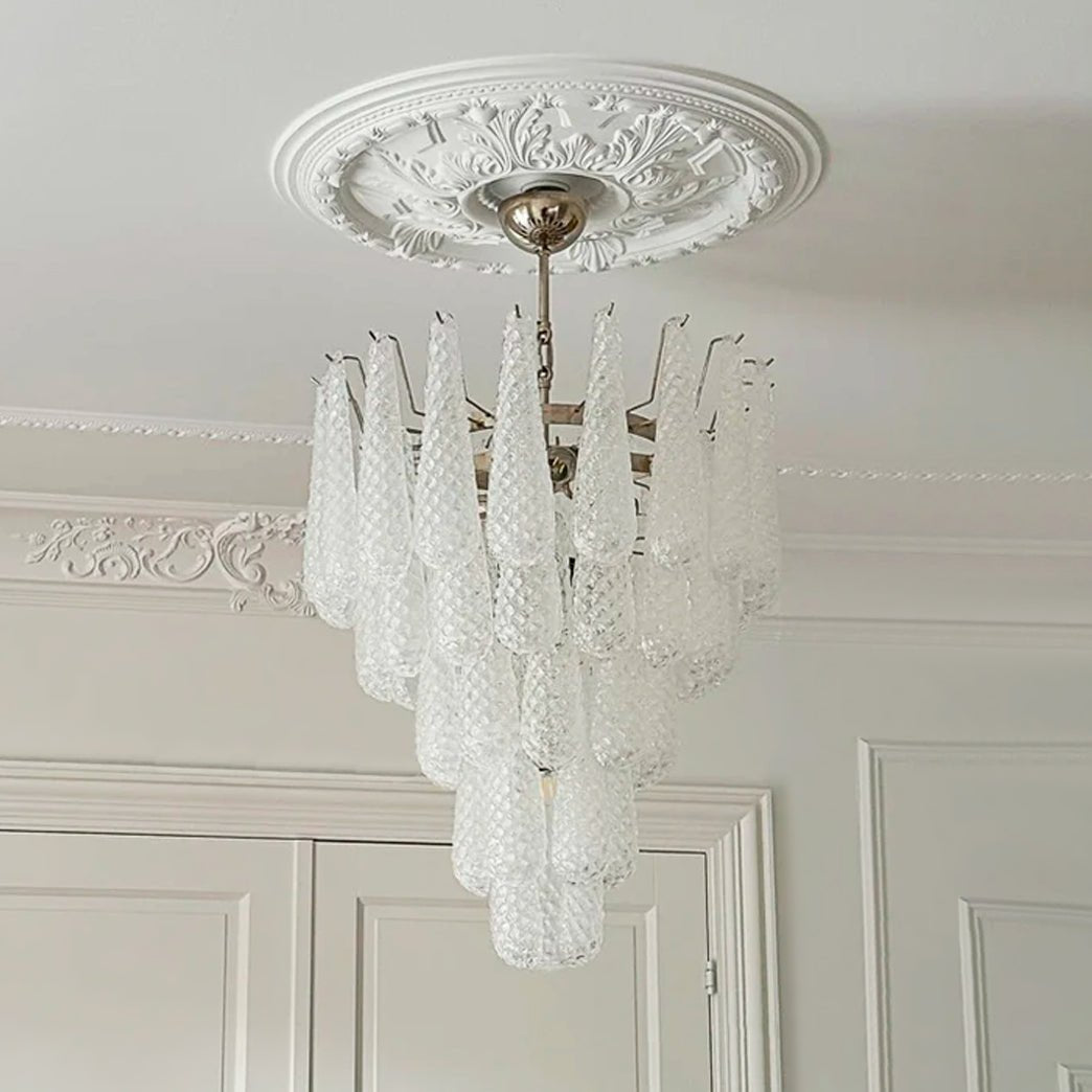 Aurora Chandelier Clear Droplets Murano Glass Waterfall Diamond - Blowlighting