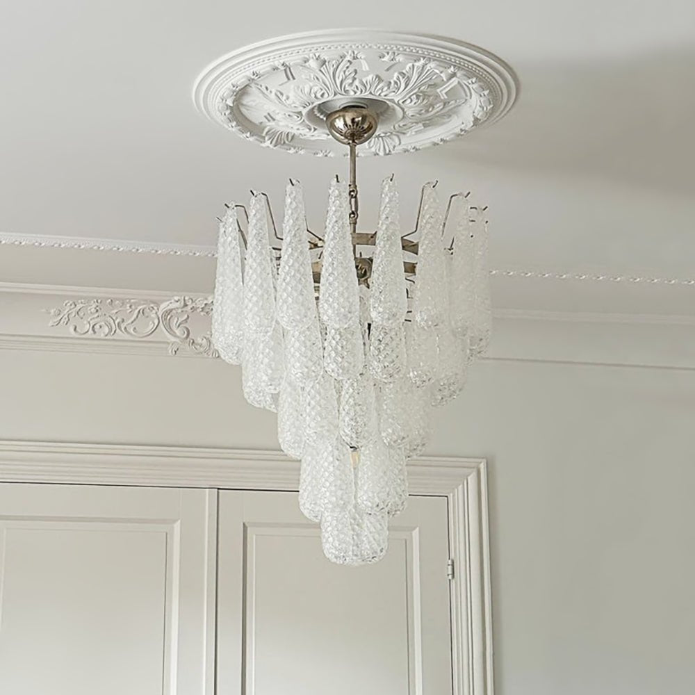 Aurora Chandelier Clear Droplets Murano Glass Waterfall Diamond - Blowlighting