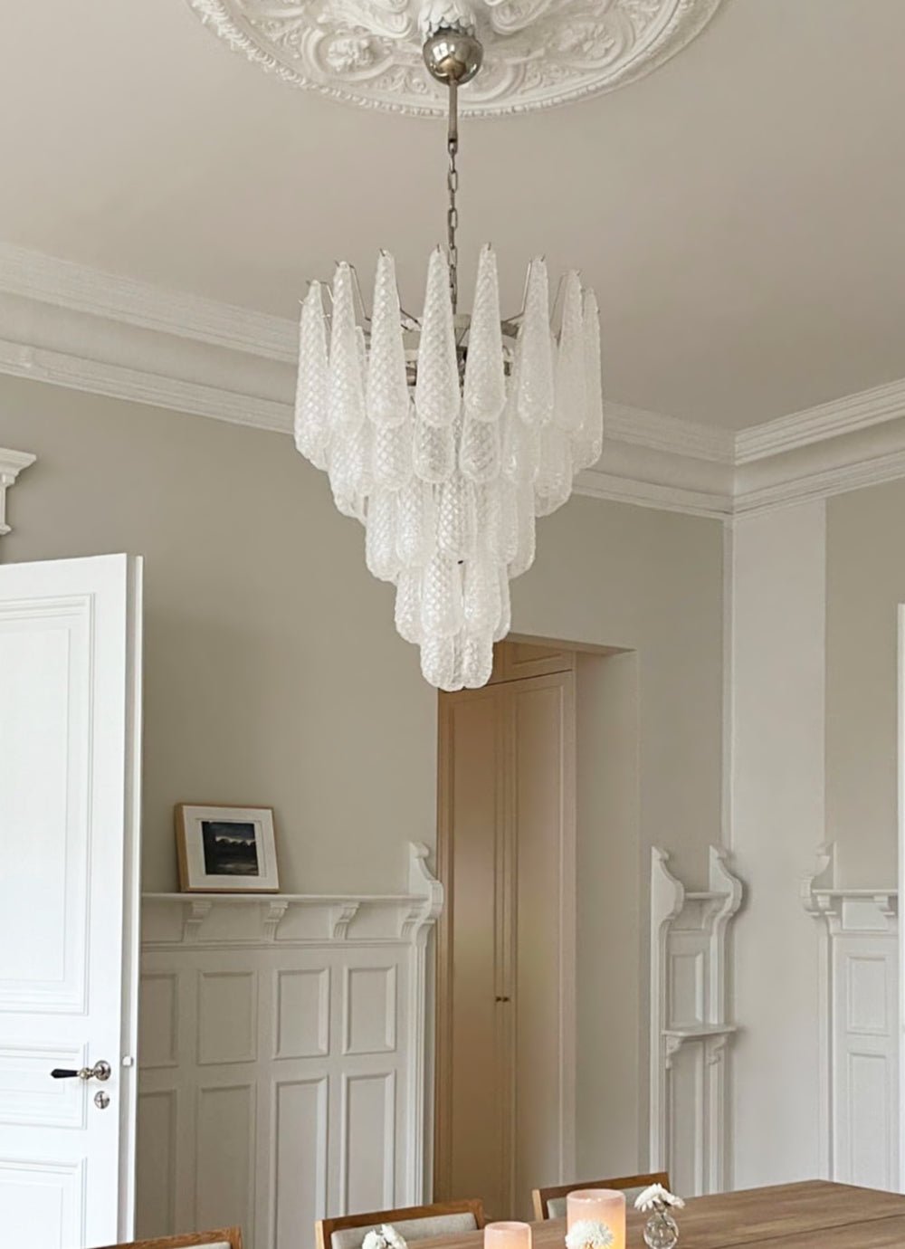 Aurora Chandelier Clear Droplets Murano Glass Waterfall Diamond - Blowlighting