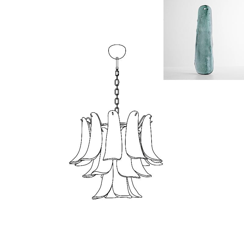 Aurora Chandelier Murano Glass Petals Vintage - Blowlighting