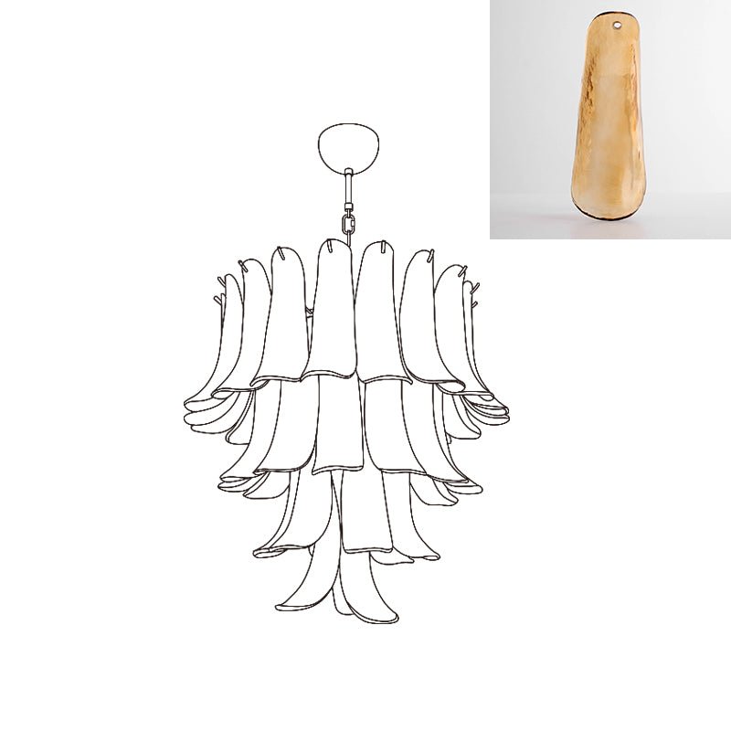 Aurora Chandelier Murano Glass Petals Vintage - Blowlighting