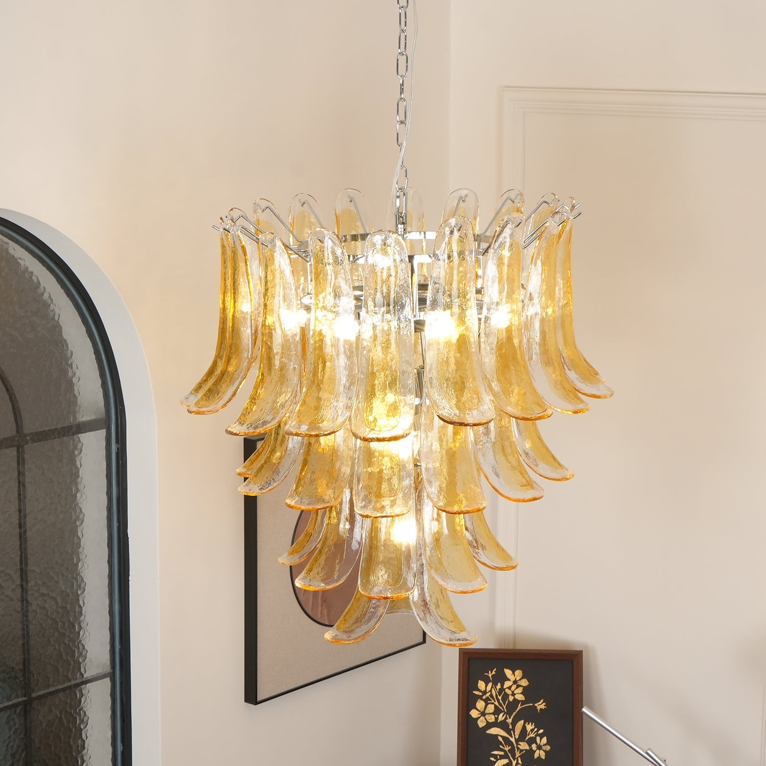 Aurora Chandelier Murano Glass Petals Vintage - Blowlighting