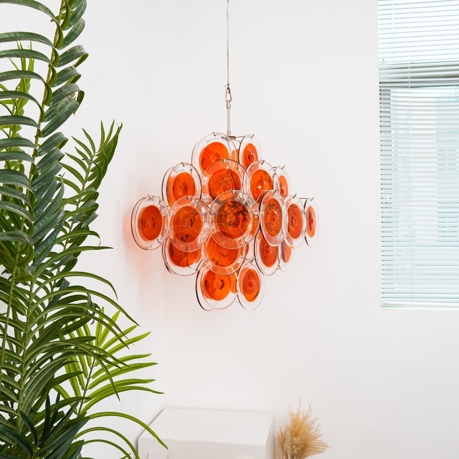 Aurora Chandelier Orange Murano Glass Disc Layered - Blowlighting