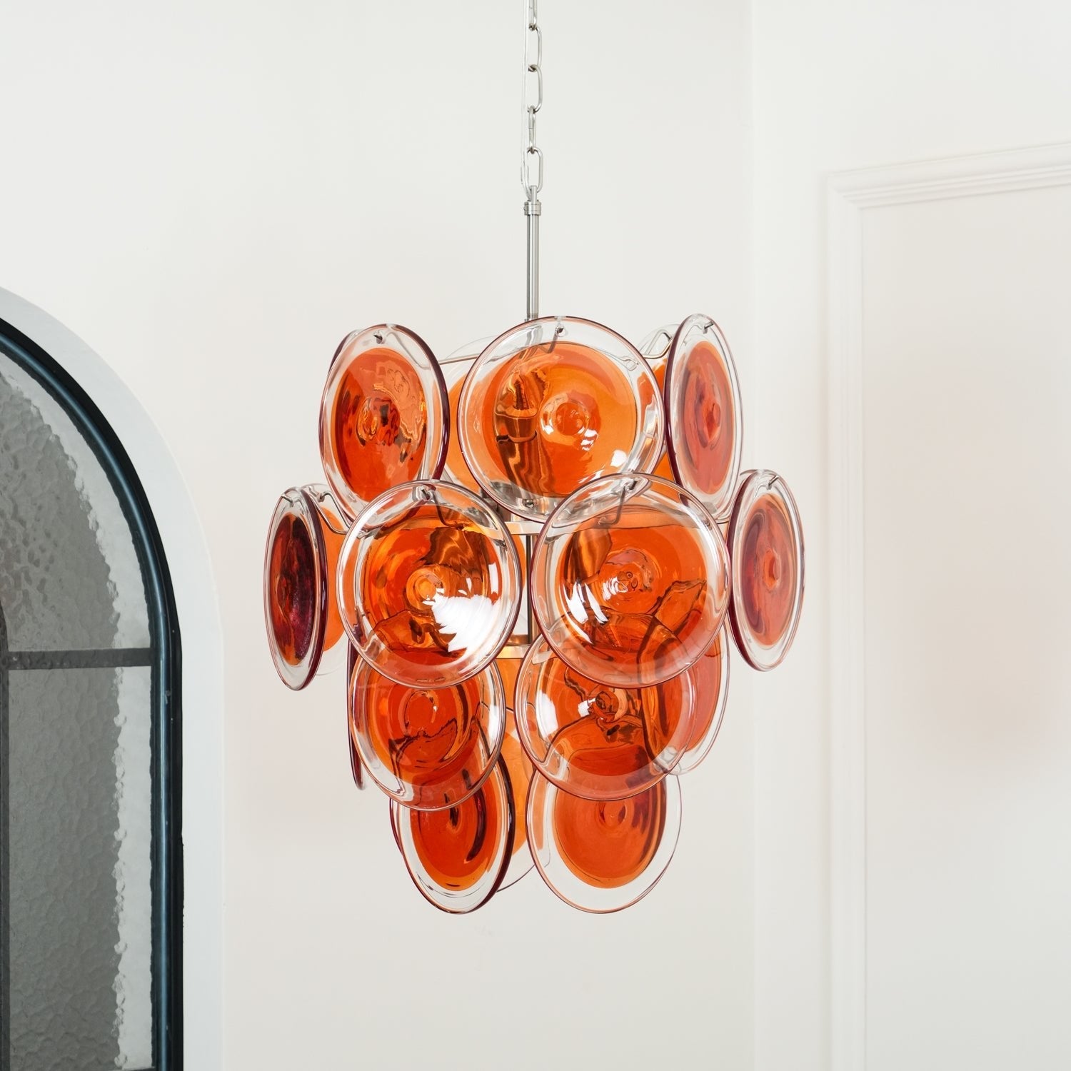Aurora Chandelier Murano Orange Glass - Blowlighting