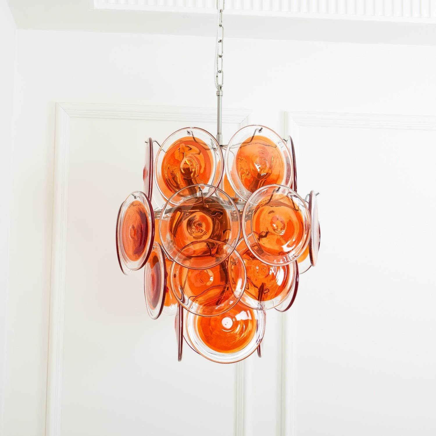 Aurora Chandelier Murano Orange Glass - Blowlighting