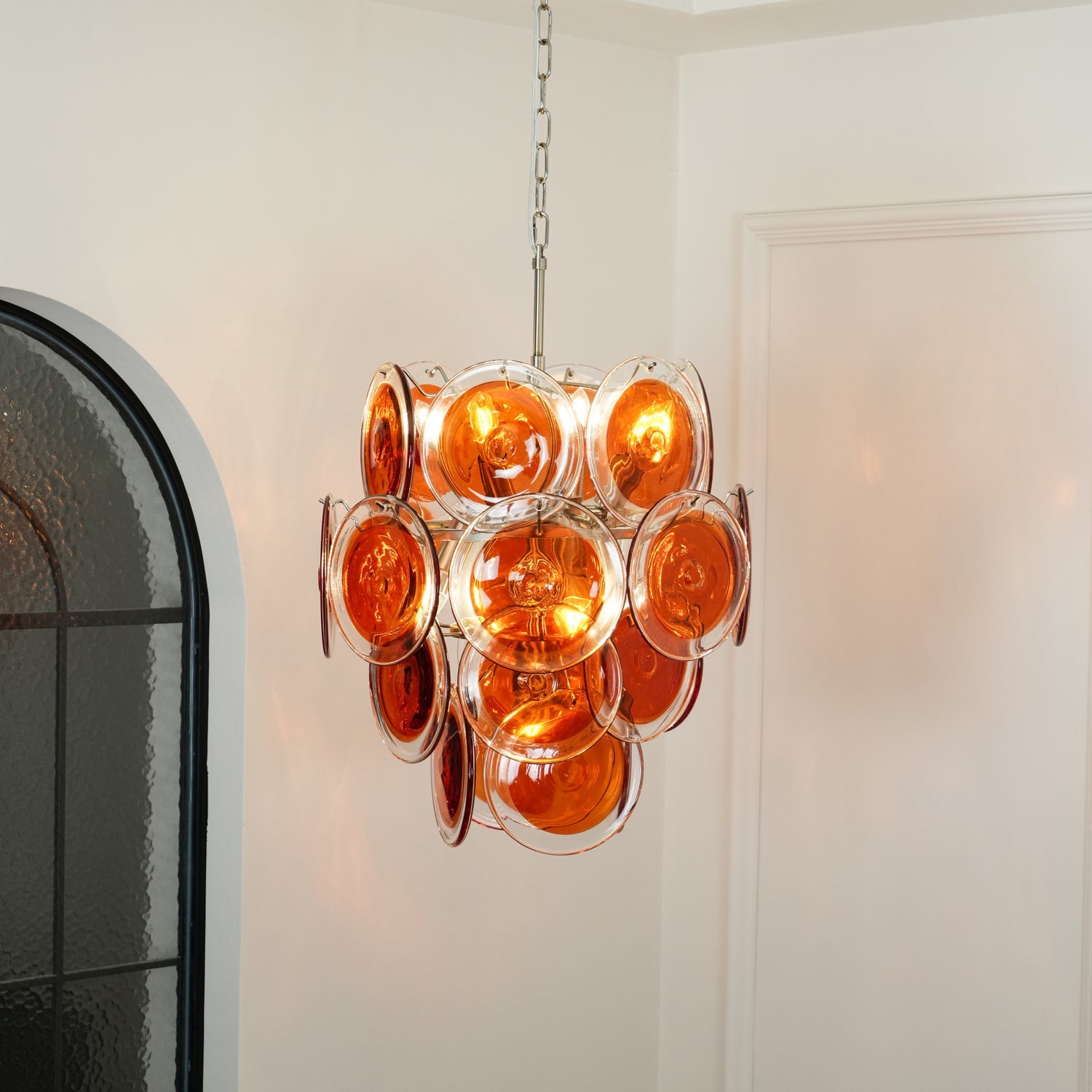 Aurora Chandelier Murano Orange Glass - Blowlighting