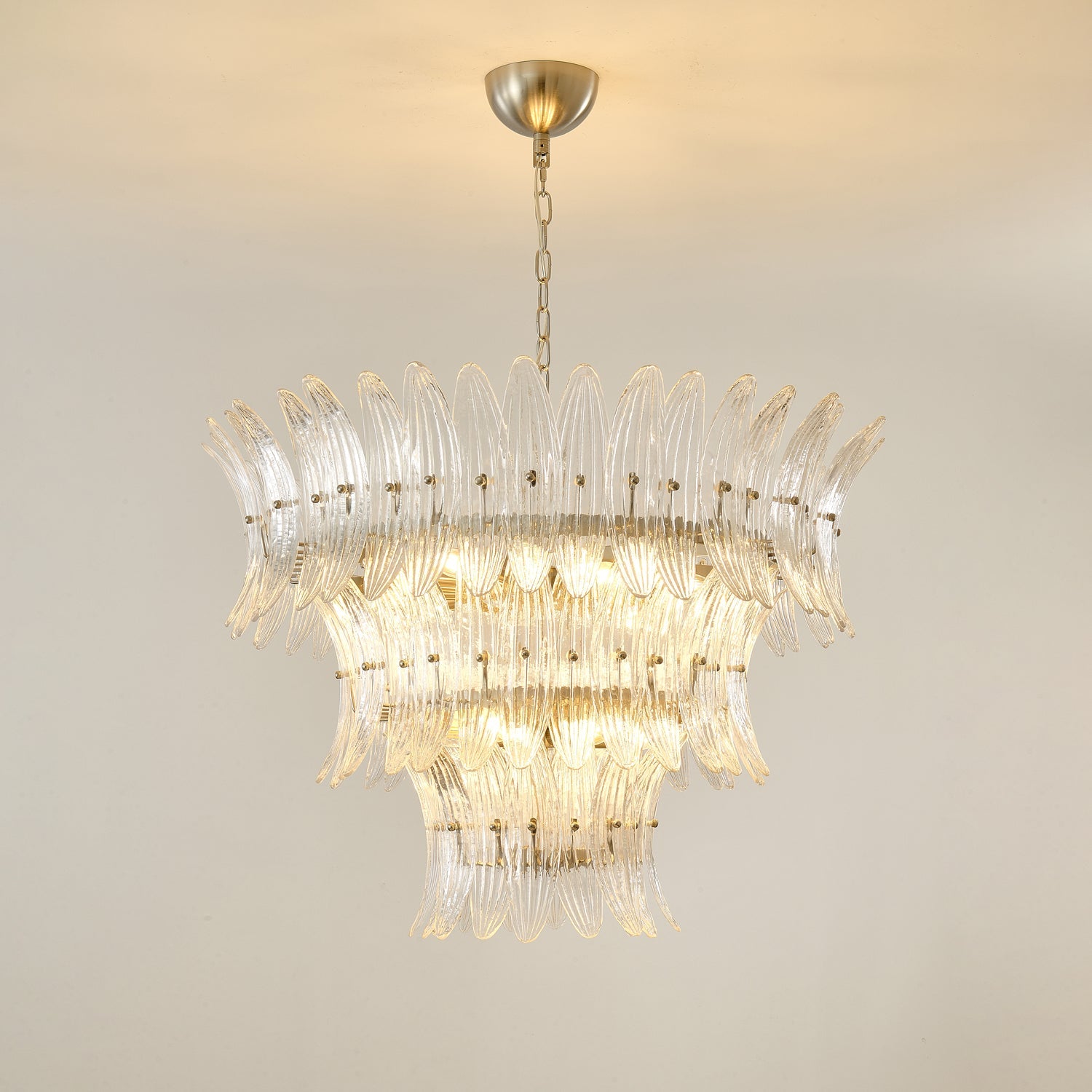 Aurora Chandelier Murano Glass Palmette Leaf Tiered - Blowlighting