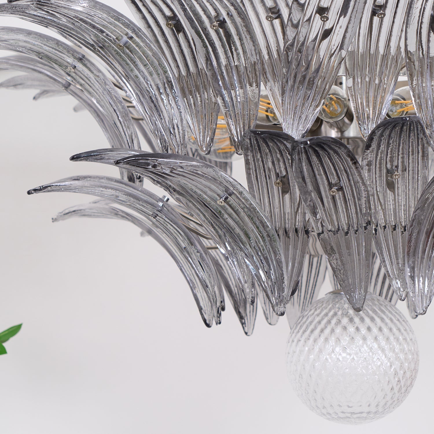 Aurora Chandelier Palmette Clear Murano Glass Leaf Layered - Blowlighting