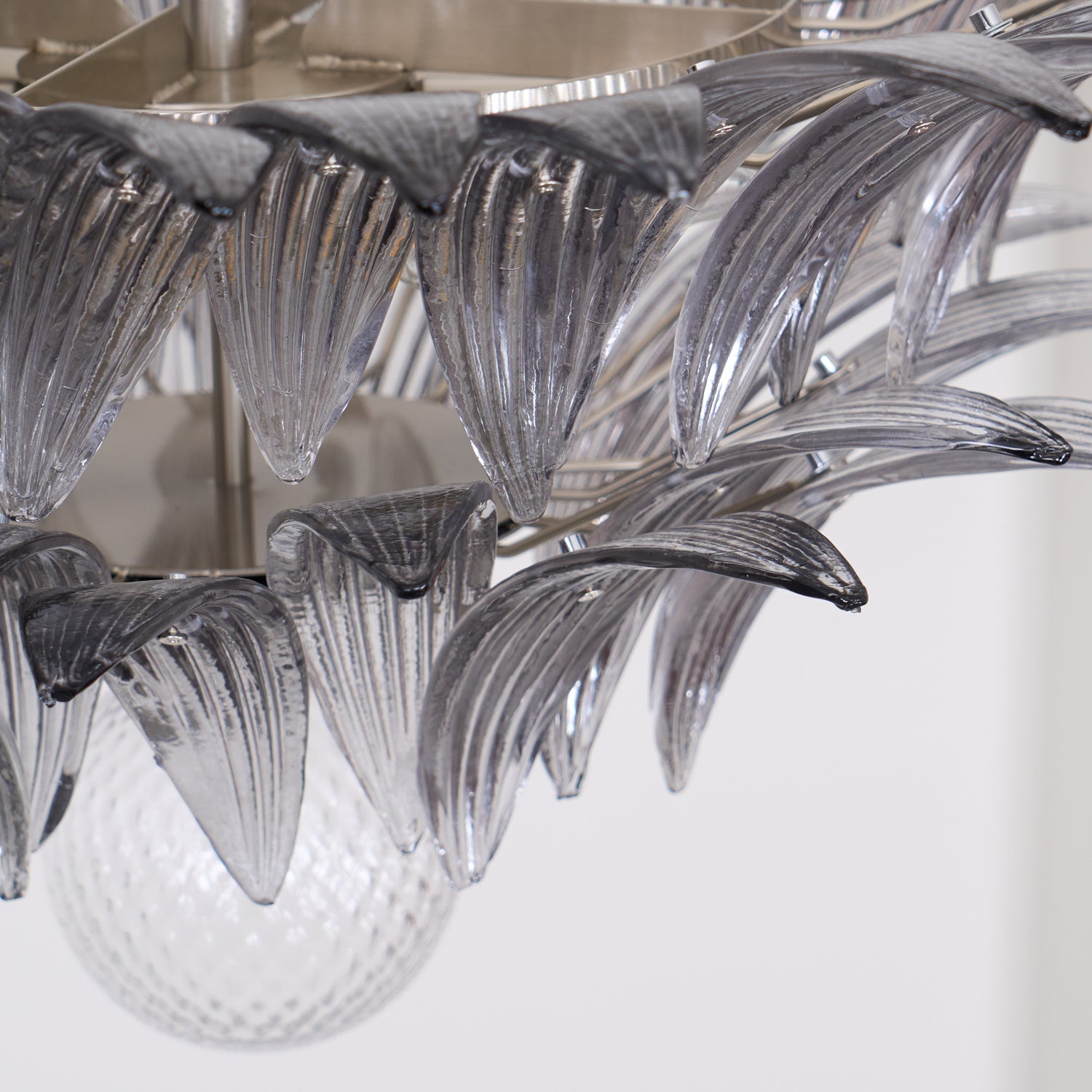 Aurora Chandelier Palmette Clear Murano Glass Leaf Layered - Blowlighting