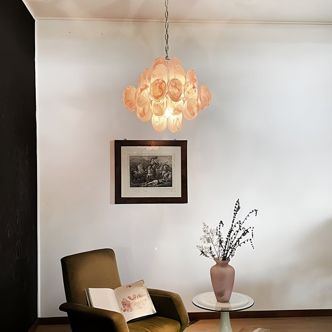 Aurora Chandelier Pink Disc Layered Artistic - Blowlighting