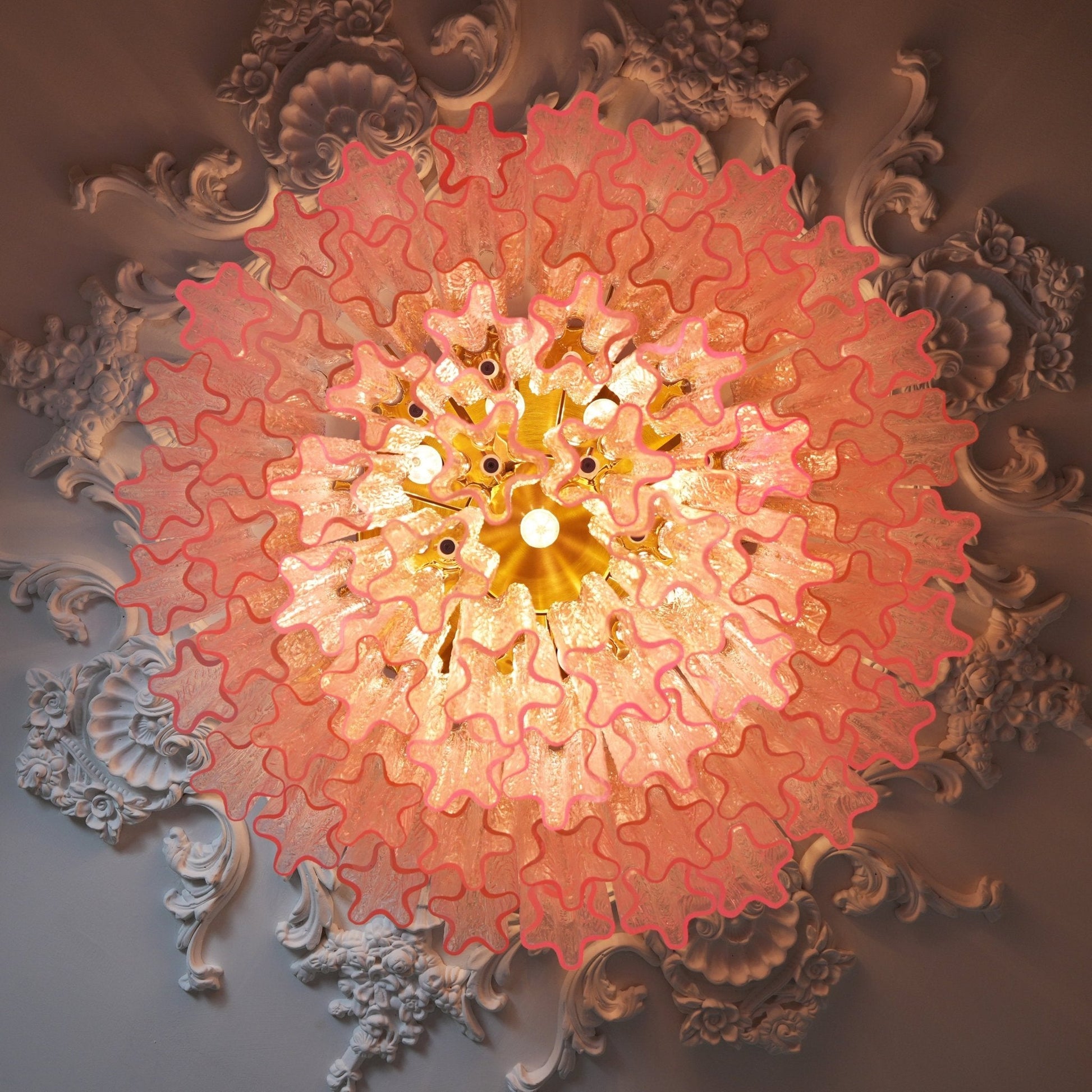 Aurora Ceiling Lamp Murano Pink Glass Vintage - Blowlighting