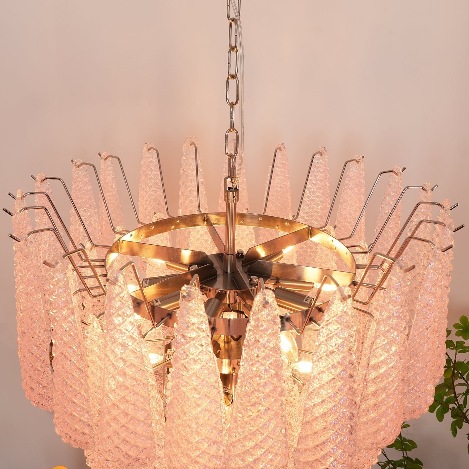 Aurora Chandelier Pink Dewdrop Cascading Romantic - Blowlighting