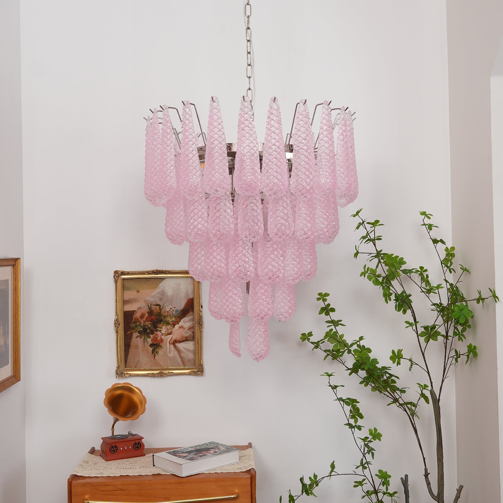 Aurora Chandelier Pink Dewdrop Cascading Romantic - Blowlighting