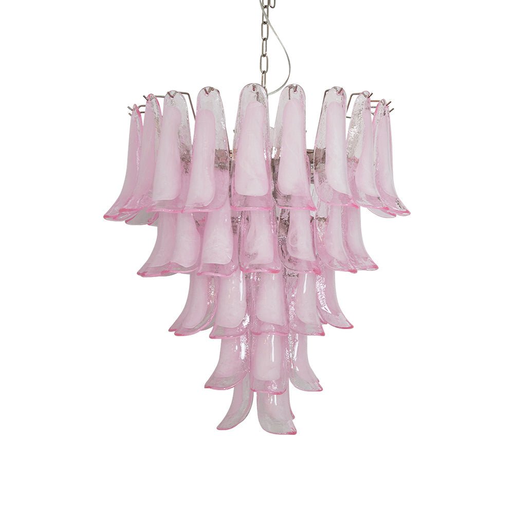 Aurora Chandelier Pink Murano Glass Petals Cascade - Blowlighting