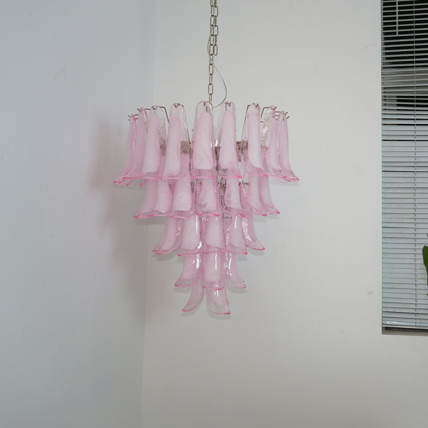 Aurora Chandelier Pink Murano Glass Petals Cascade - Blowlighting