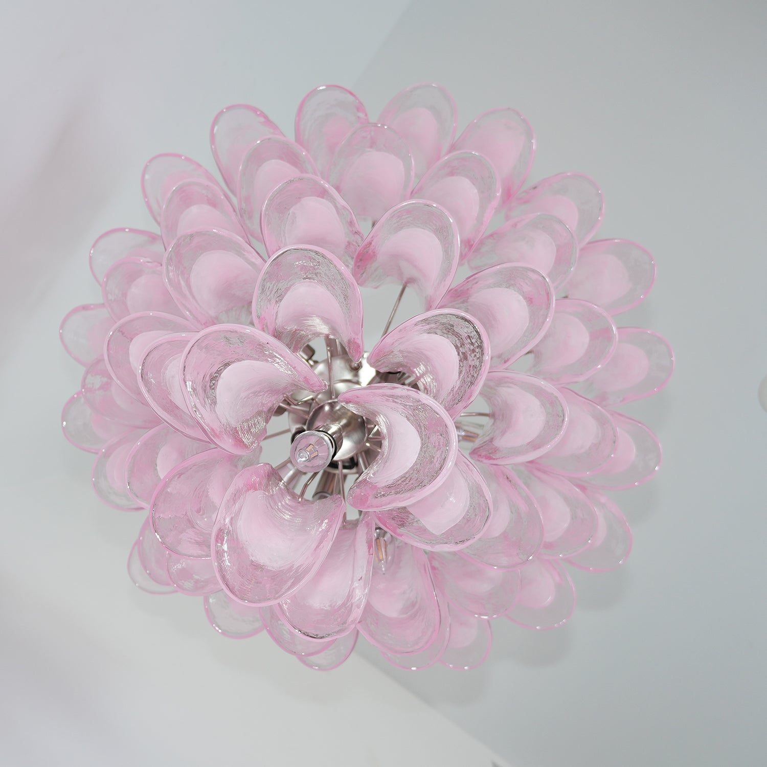 Aurora Chandelier Pink Murano Glass Petals Cascade - Blowlighting