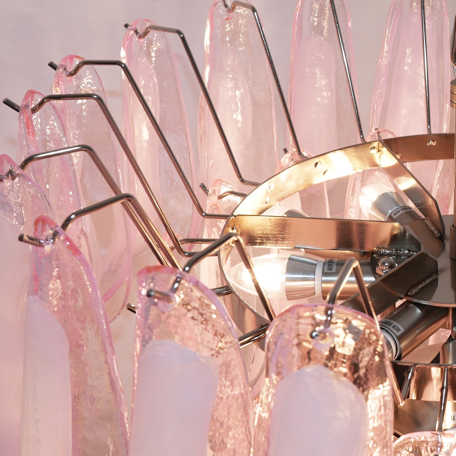 Aurora Chandelier Pink Murano Glass Petals Cascade - Blowlighting