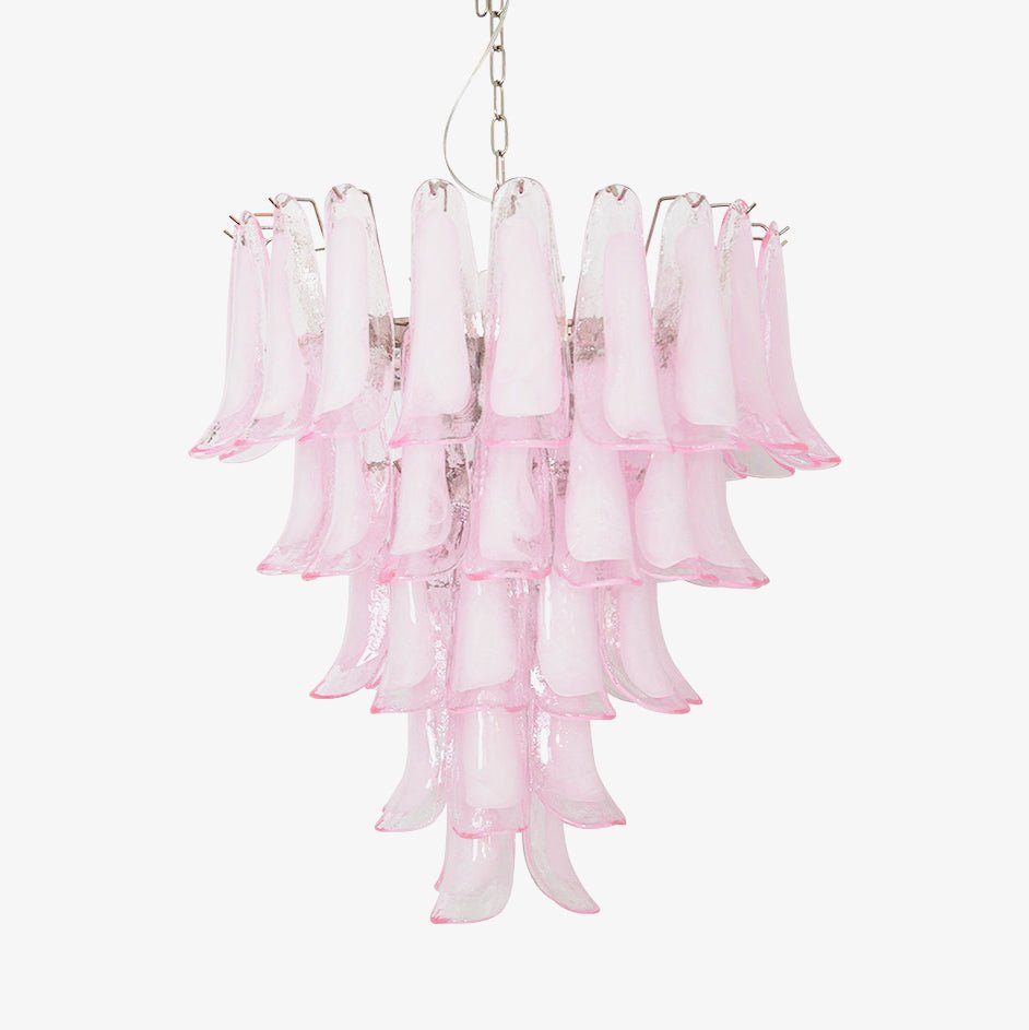 Aurora Chandelier Pink Murano Glass Petals Cascade - Blowlighting