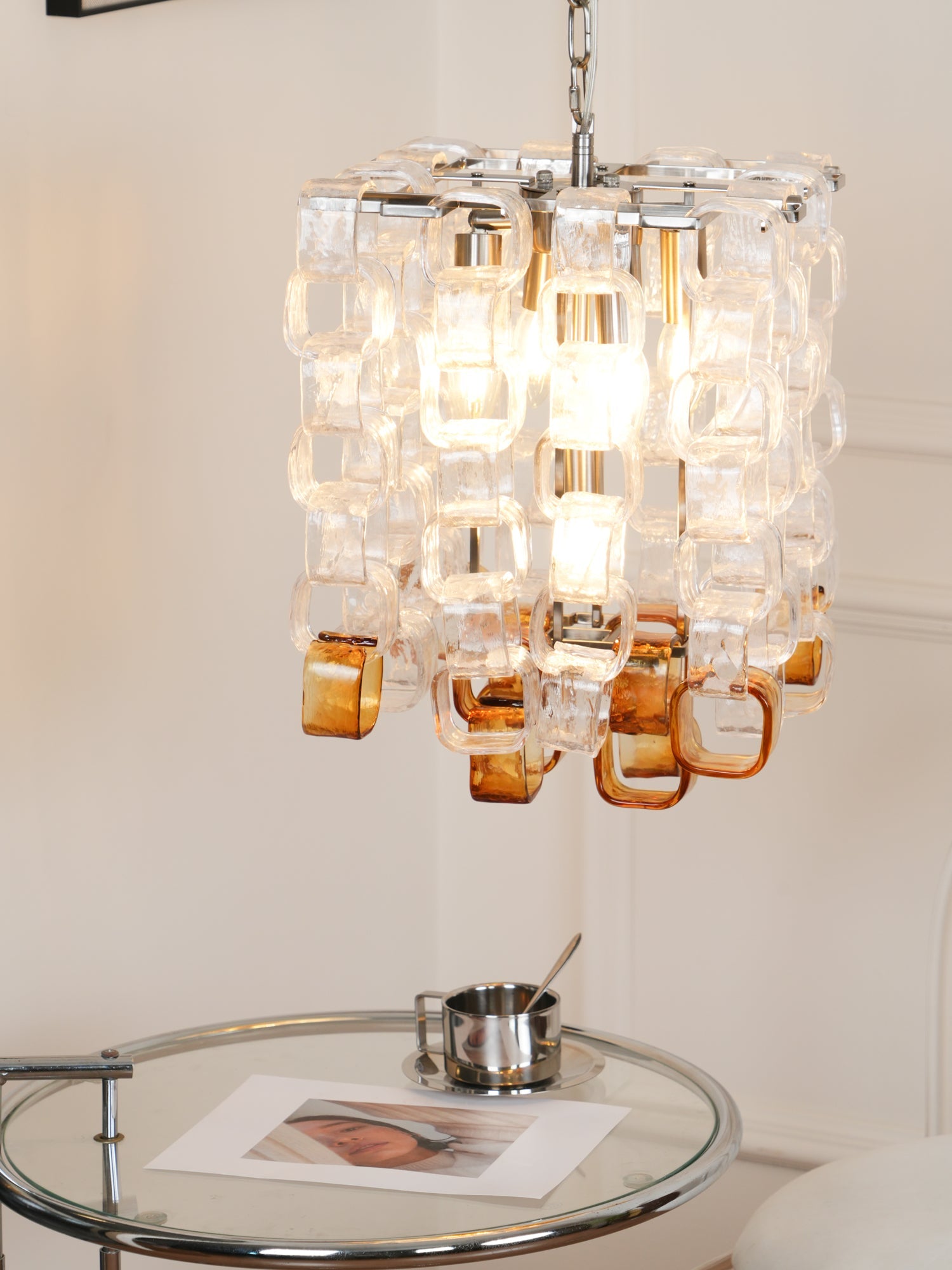 Aurora Chandelier Murano Glass Interlocking Geometric - Blowlighting