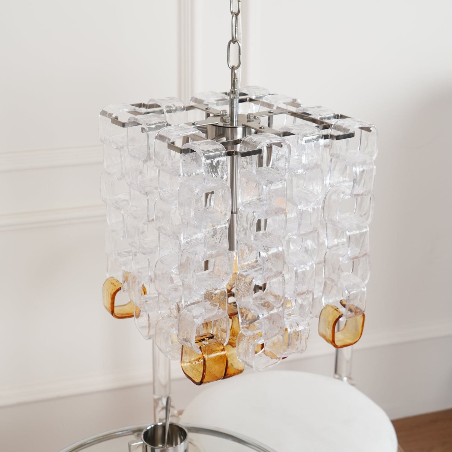 Aurora Chandelier Murano Glass Interlocking Geometric - Blowlighting