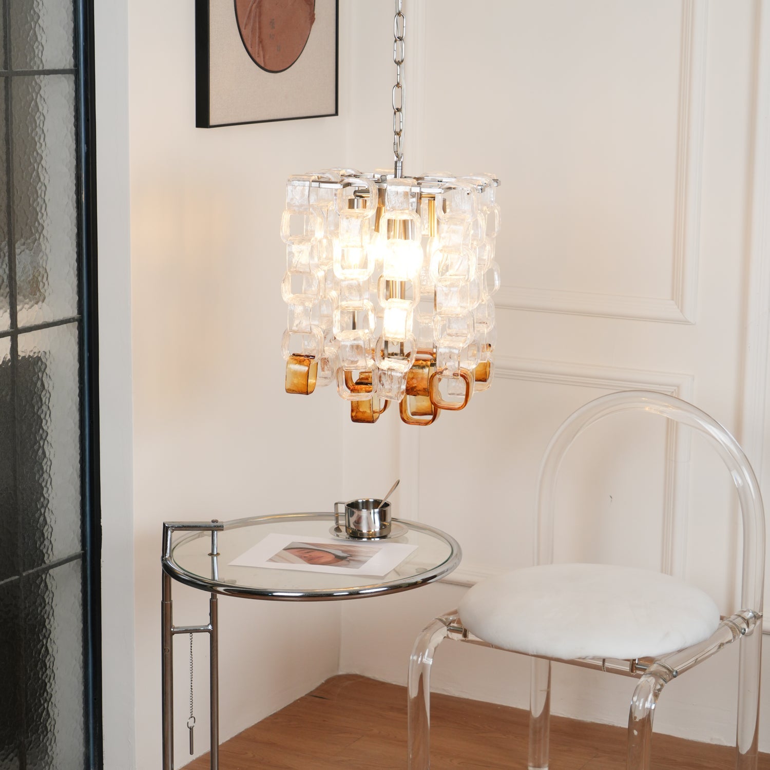 Aurora Chandelier Murano Glass Interlocking Geometric - Blowlighting