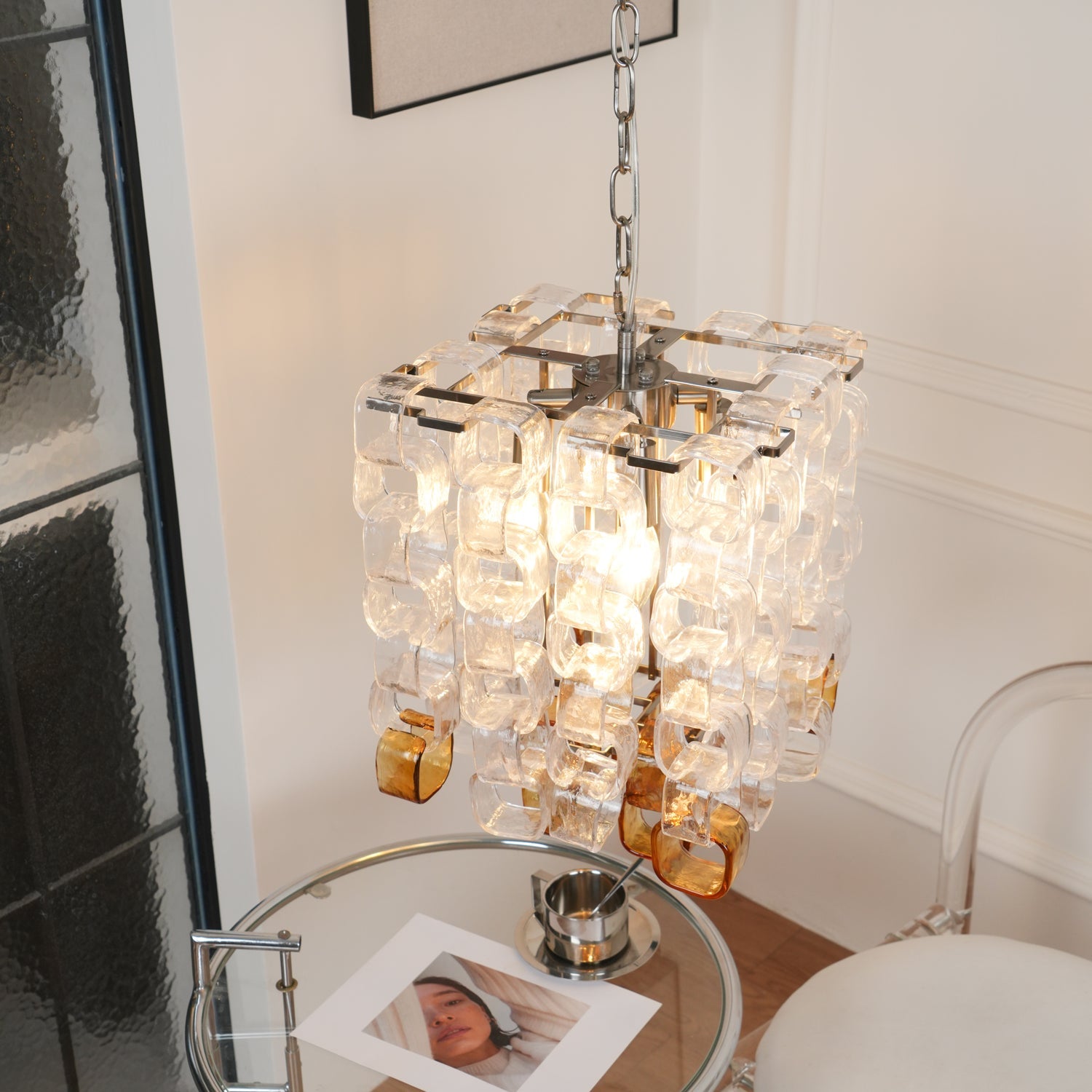 Aurora Chandelier Murano Glass Interlocking Geometric - Blowlighting